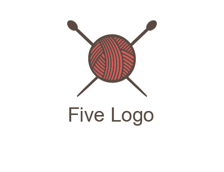 Knitting wool ball with needles logo