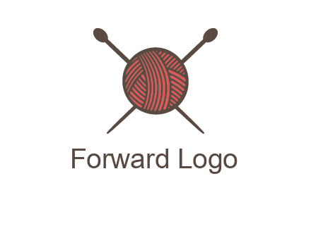 Knitting wool ball with needles logo