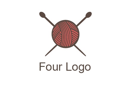 Knitting wool ball with needles logo