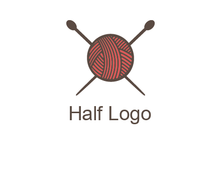 Knitting wool ball with needles logo