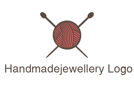 Knitting wool ball with needles logo