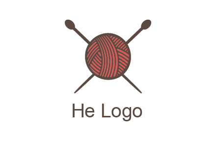 Knitting wool ball with needles logo