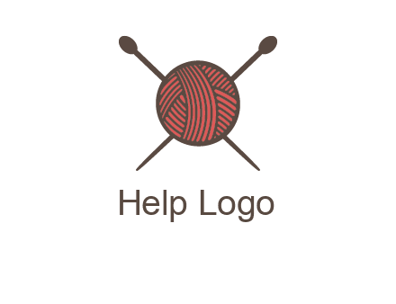 Knitting wool ball with needles logo