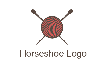 Knitting wool ball with needles logo
