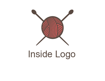 Knitting wool ball with needles logo