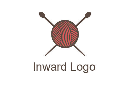 Knitting wool ball with needles logo