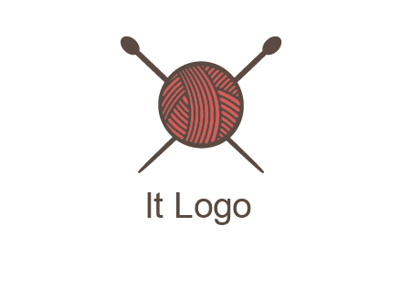 Knitting wool ball with needles logo