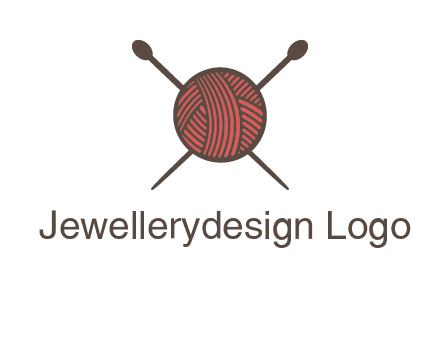 Knitting wool ball with needles logo