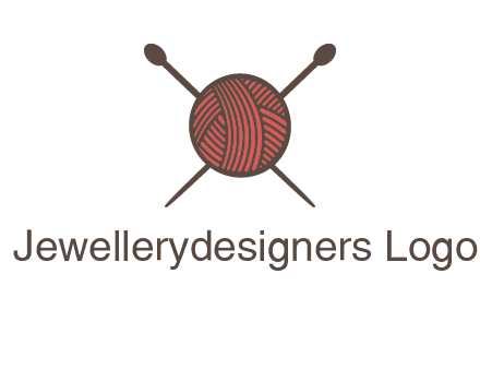 Knitting wool ball with needles logo