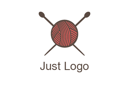 Knitting wool ball with needles logo