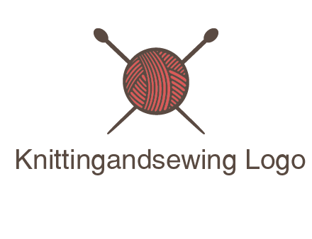 Knitting wool ball with needles logo