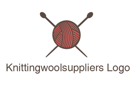 Knitting wool ball with needles logo