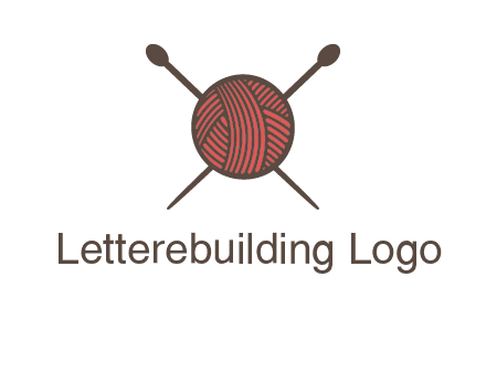 Knitting wool ball with needles logo