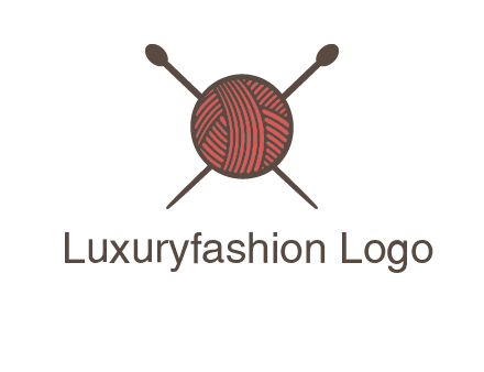 Knitting wool ball with needles logo
