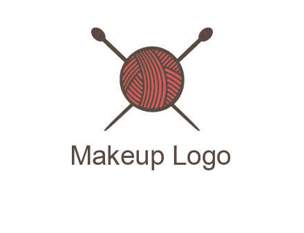 Knitting wool ball with needles logo