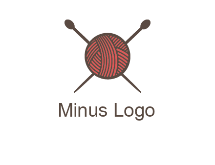 Knitting wool ball with needles logo