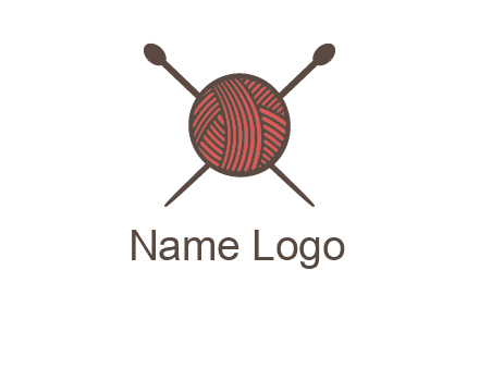 Knitting wool ball with needles logo