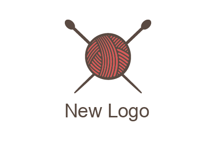 Knitting wool ball with needles logo