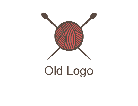 Knitting wool ball with needles logo