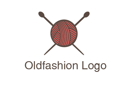 Knitting wool ball with needles logo