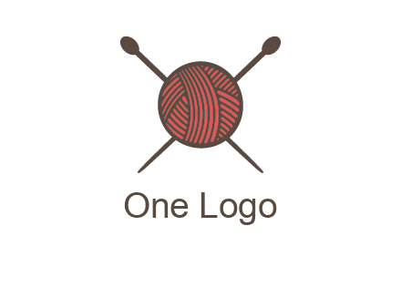 Knitting wool ball with needles logo