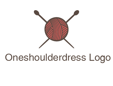 Knitting wool ball with needles logo