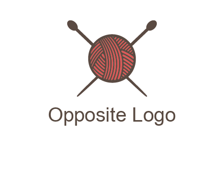Knitting wool ball with needles logo