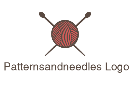 Knitting wool ball with needles logo
