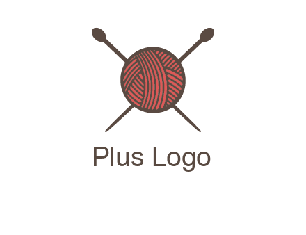 Knitting wool ball with needles logo