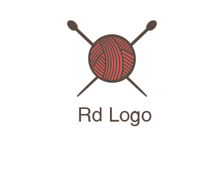 Knitting wool ball with needles logo