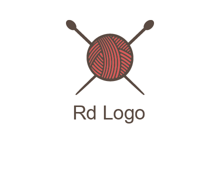 Knitting wool ball with needles logo