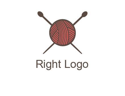 Knitting wool ball with needles logo