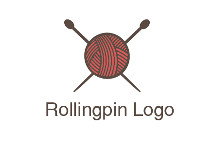 Knitting wool ball with needles logo