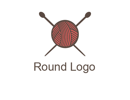 Knitting wool ball with needles logo