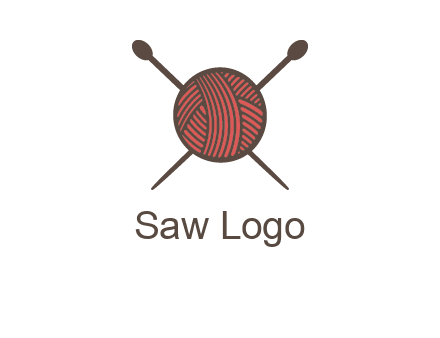 Knitting wool ball with needles logo