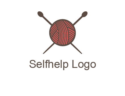 Knitting wool ball with needles logo