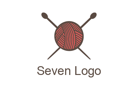 Knitting wool ball with needles logo