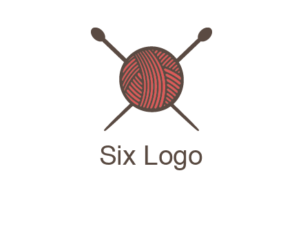 Knitting wool ball with needles logo