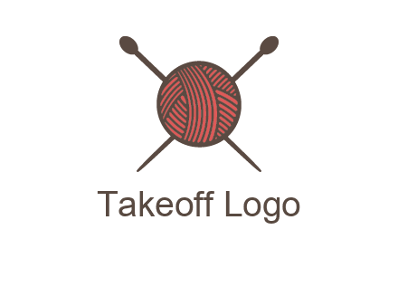 Knitting wool ball with needles logo