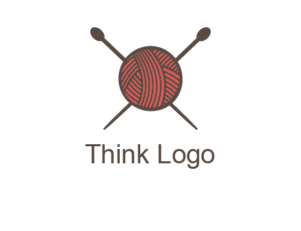 Knitting wool ball with needles logo