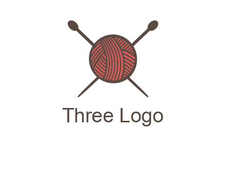 Knitting wool ball with needles logo