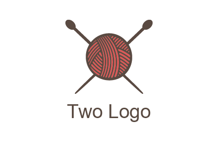 Knitting wool ball with needles logo