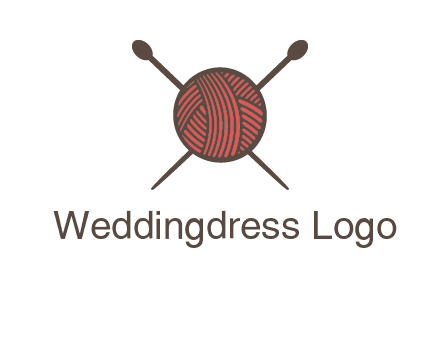 Knitting wool ball with needles logo