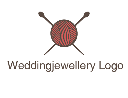 Knitting wool ball with needles logo