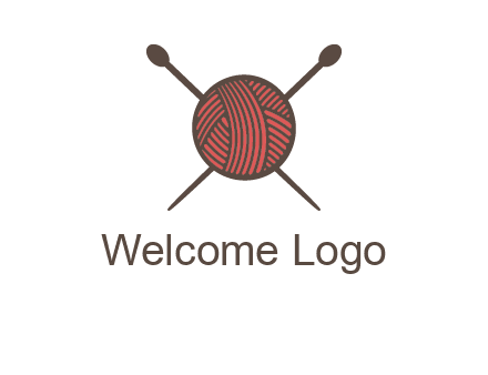 Knitting wool ball with needles logo