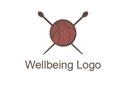Knitting wool ball with needles logo