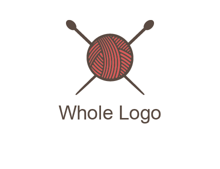Knitting wool ball with needles logo