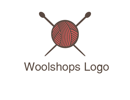 Knitting wool ball with needles logo