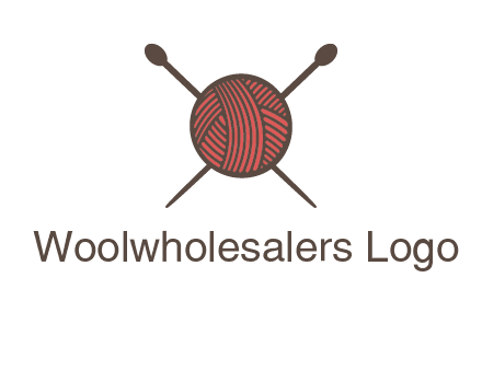 Knitting wool ball with needles logo
