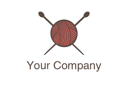 Knitting wool ball with needles logo